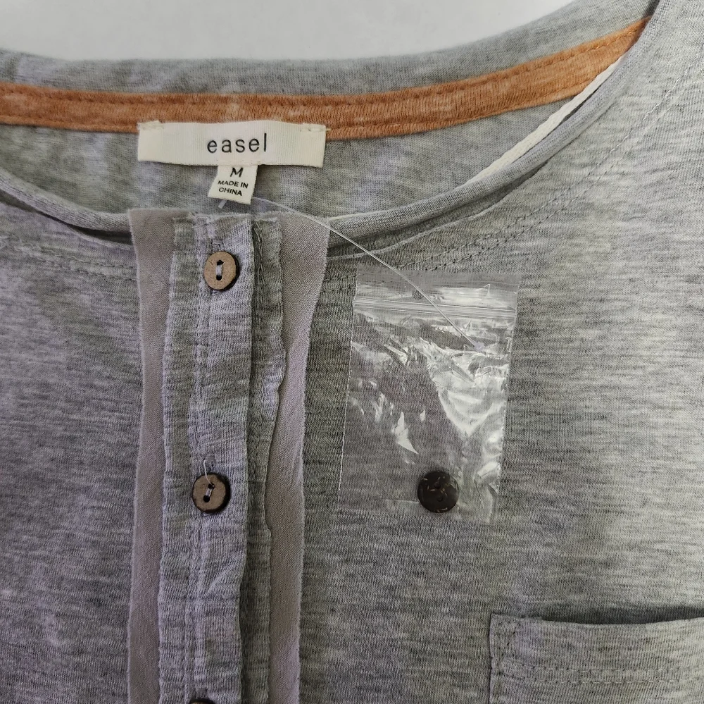 NWT   Easel   Women's S   Henley Tunic   Top   Gray & Orange - Picture 14 of 14